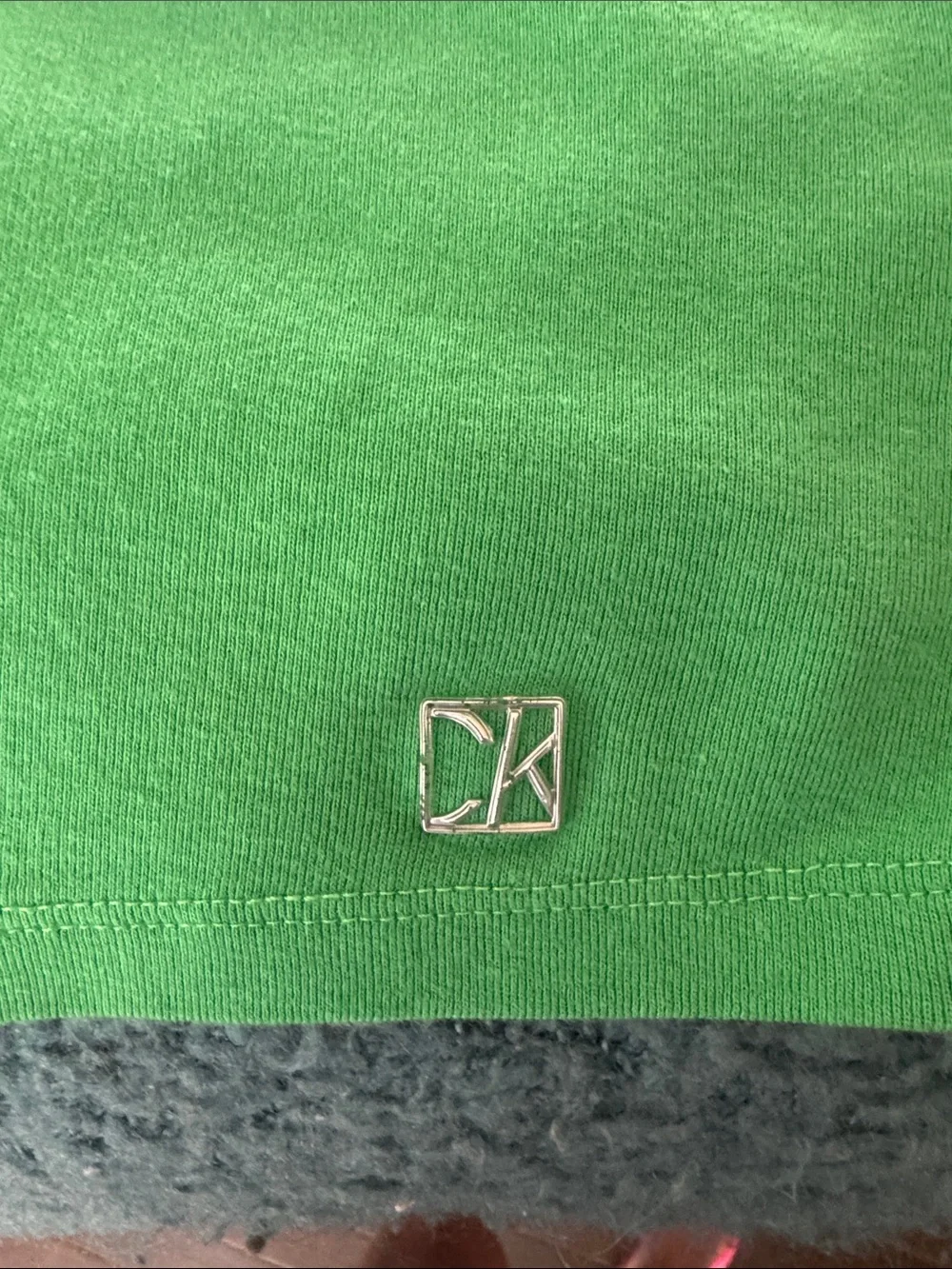 Calvin Klein Bright Green Twist-Front V-Neck Short Sleeve Top - Picture 6 of 6